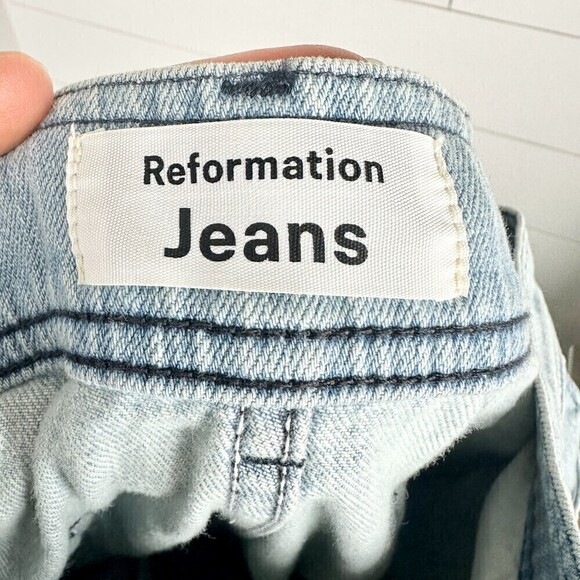 Reformation Jeans Olive High Waist Jeans Wide Leg Button Fly NWT Size 30 - Picture 5 of 8